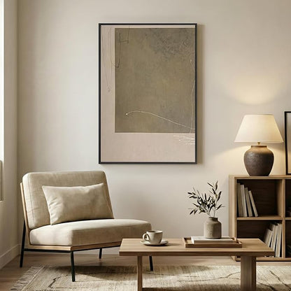 Framed Neutral Abstract Wall Art, Modern Beige and Taupe Canvas Prints Paintings Artwork for Walls, Contemporary Minimalist Block Pictures for Living Room Dining Bedroom Hallway Wall Decor 24x36 In