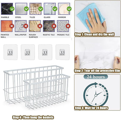 2 Pack Aluminum Foil and Plastic Wrap Organizer,Wall Mounted Cabinet Door Organizer,Kitchen Pantry Organizers and Storage,Wrapping Paper Shelf for Sandwich, Freezer, Ziplock Bag, White