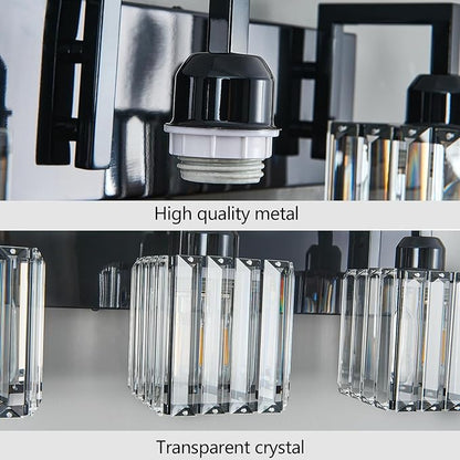 Modern Bathroom Vanity Light 4-Lights Plating Black Vanity Light Crystal Wall Light Bathroom Light Fixtures