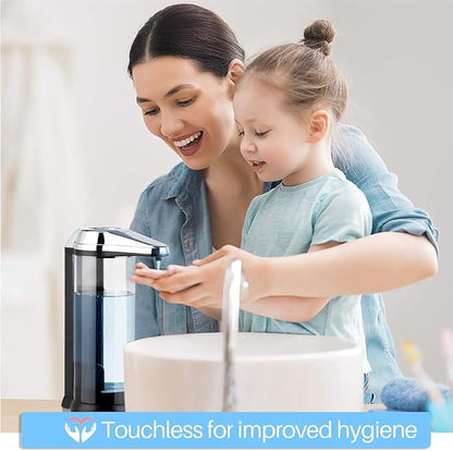 Secura 17oz Automatic Liquid Soap Dispenser, Touchless Battery Operated Hand Soap Dispenser with Adjustable Soap Dispensing Volume Control Dial, Personal Care Dispenser (Chrome)