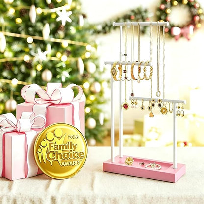 SRIWATANA Jewelry Organizer Stand, Extra Tall Necklace Holder Jewelry Holder, Gift Idea (Pink & White)