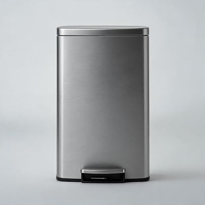 Garvee 13 Gal / 50 L Step-On Trash Can, Stainless Steel Kitchen Garbage Can with Soft Close Lid, Removable Inner Bucket & Rear Handle for Easy Transport