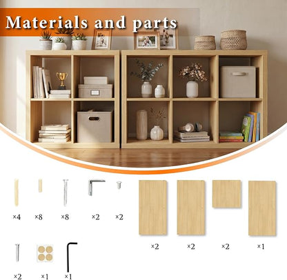 WannabeMyself【2026 Wooden Thick Frame】 4 Cube Storage Organizer with Anti-Tipping Kits, Reversible Open Back Book Shelf,Bookcase for Living Room,Bedroom,Entrance Hall,Office,11.6×24.6×24.7,Oak Color