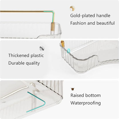 YCIA&DONE Corner Bathroom Counter Organizer, Makeup Organizer for Vanity, Skincare Cosmetic Perfume Tray, Corner Countertop Shelf Rack Storage for Bathroom Kitchen 3 Tiers (Clear White)
