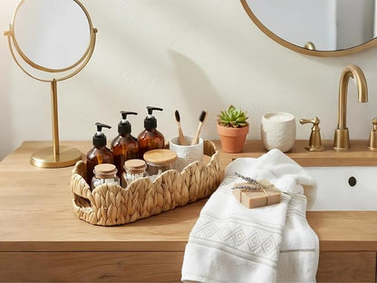 Coeusy 2 Pack Toilet Baskets,Scalloped Edge Wicker Basket for Toilet Paper Storage,Small Baskets for Bathroom,Living Room,Countertop, Shelves,Both Organizer&Decor,Natural Water Hyacinth