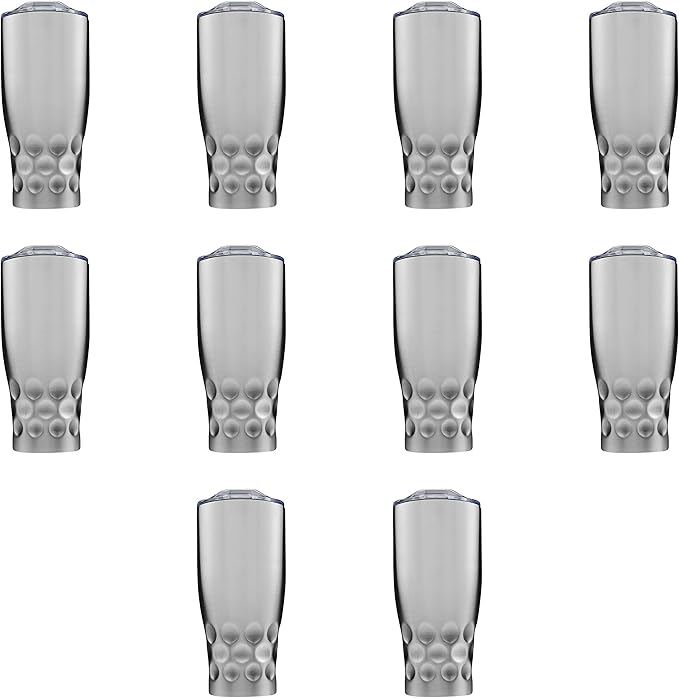 DISCOUNT PROMOS Stainless Steel Tumblers by Molokini 27 oz. Set of 10, Bulk Pack - Double Wall, Perfect for Coffee, Soda, Other Hot & Cold Beverages - Silver