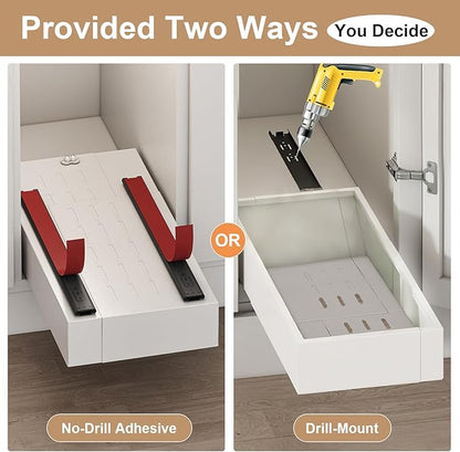 2Pc Pull out Cabinet Organizer,Width (7"-11") and Depth(17"-24"),Expandable,Cabinet Roll out Drawers,Adjustable Slide out shelves for Kitchen and Pantry,for Cabinets Without Lip,White