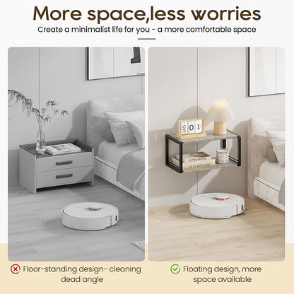 Floating Nightstand Set of 2, Wood Bedside Shelf Wall Mounted Nightstand with Heavy-Duty Frame, Floating Bedside Table for Bedroom, Bathroom, Kitchen, (Vintage Grey, 2 Pack)
