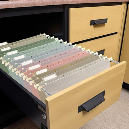gisgfim 16 Pack Plastic Hanging File Folder Letter Size 1inch Expanding File Folders with Tabs Extra Capacity Hang Folders Heavy Duty for Filing Cabinet Designed for Bulky Files Morandi Colors