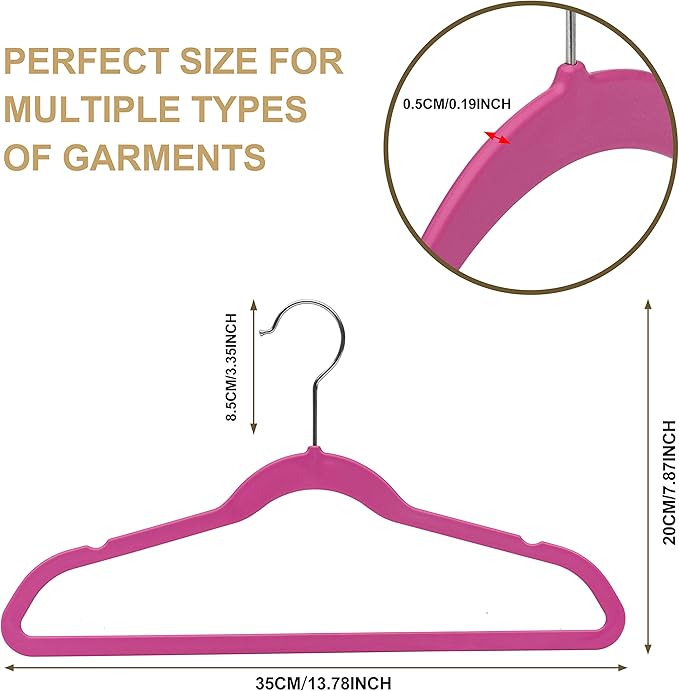 Quality Children's Plastic 30 Pack Non Velvet Non-Flocked Thin Compact Hangers Swivel Hook for Shirts Blouse Coats (Pink, 30)