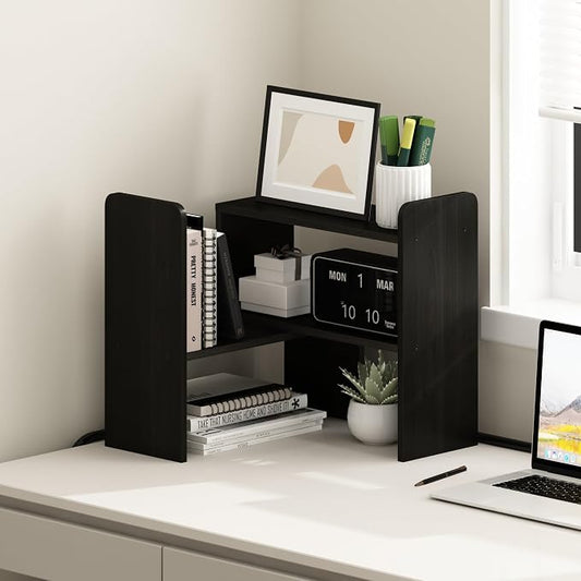 Furinno Classic Desk Organizers and Accessories, Office Organization, Desk Top Book Shelf, for Office Supplies, Office Desk Accessories, Black Espresso