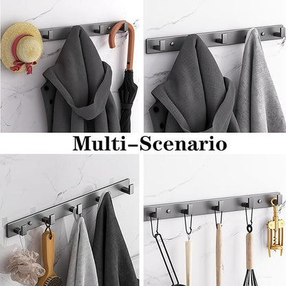 Coat Rack, Heavy Duty Stainless Steel 3 Tri Coat Hook Hanger, Wall Mounted Wall Hooks, Rustic Clothes Hook/Key Hook Rail for Bathroom Kitchen Entryway(2 Pack, 3 Hook Grey)