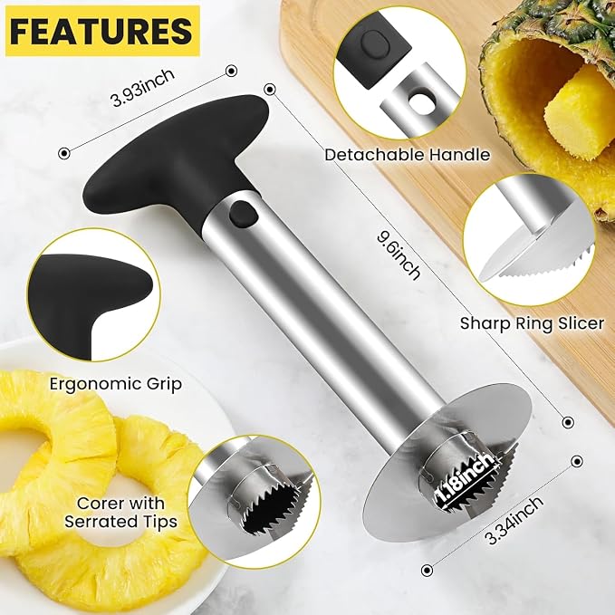 ZAFNAH Pineapple Cutter and Corer Tool, Stainless Steel Pineapple Slicer Peeler, Easy Pineapple Core Remover Eye Removal Tool,ZAFNAH Pelador De Piña (PINEAPPLE CORER)
