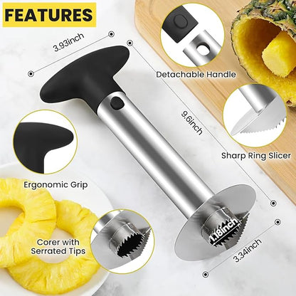 ZAFNAH Pineapple Cutter and Corer Tool, Stainless Steel Pineapple Slicer Peeler, Easy Pineapple Core Remover Eye Removal Tool,ZAFNAH Pelador De Piña (PINEAPPLE CORER)