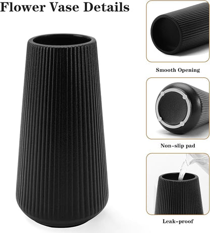 Black Ceramic Vase, GUKJOB Cute Flower Vase for Pampas Grass, Home, Living Room, Dining Table, Farmhouse, Office Decor, Bedroom, Table, and Kitchen Shelf (XL Black)