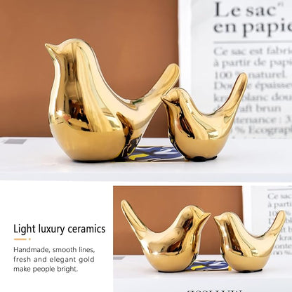 Notakia Small Birds Statues Home Decor Modern Style Decorative Ornaments for Living Room, Bedroom, Office Desktop, Cabinets (4Pcs Gold Birds)