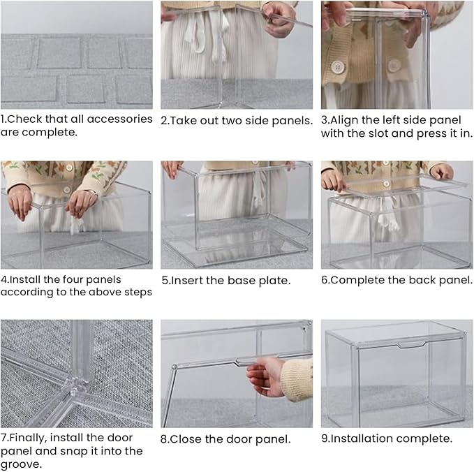 6 Pcs Clear HandPurse Storage Organizer, 15.7"x 11.8"x 9.84" Purse Storage Organizer for Closet Clear Stackable Handbag Display Case Box with Magnetic Door for Collectibles, Cosmetic, Heels