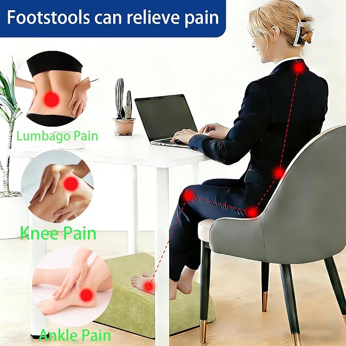 Foot Rest for Under Desk at Work, Ergonomic Under Desk Footrest with Washable Cover for Office, Home & Gaming Leg Elevation Pillow Fruit Green