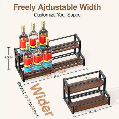 Expandable Coffee Syrup Organizer, Customized Width Syrup Rack & Bottle Holder for Coffee Bar Station, Liquor Bottle Display Shelf Bar Shelves, Wine Racks Countertop for Syrup, Wine, Spice