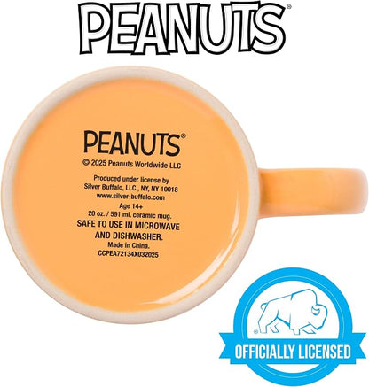 Silver Buffalo Peanuts Mummy Wax Resist Ceramic Mug Featuring Snoopy and Woodstock, 20 Ounces