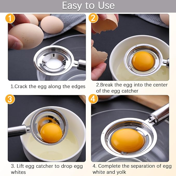 Egg Separator,Stainless Steel Egg Yolk White Separation Tool