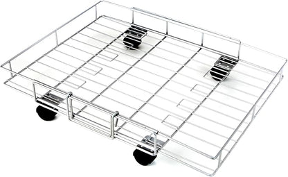 MSR Imports Expandable Rolling Metal Storage Basket-Home and Kitchen Storage Solution,Silver