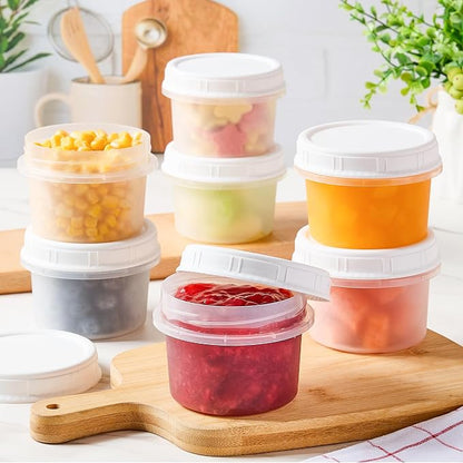 TUZAZO 6 Pack - 8 Oz Food Storage Containers with Screw Lids, Airtight Plastic Small Freezer Storage Container for Ice Cream, Overnight Oats, Snack, Soup, Portion and Meal Prep Container