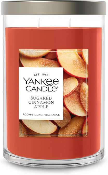 Yankee Candle Large Tumbler Scented Candle with up to 80 Hour Burn Time, Premium Plant Wax Blend for Consistent Burn, 20 oz Tumbler Candle with Room Filling Fragrance, Sugared Cinnamon Apple