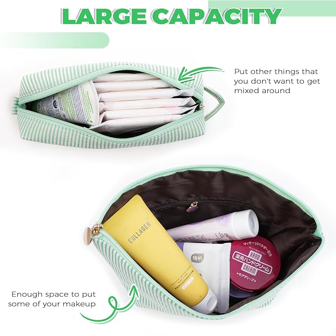 Personalized Makeup Bag for Women Girls - Fashion Cosmetic Bag Trendy Travel Toiletry Bag with Initials Letter - Teen Gifts - Green,N