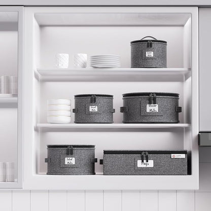 China Storage Containers Hard Shell Box for Moving Dishes, Plate, Wine and Glasses, Dinnerware, Mugs, Saucers Quilted Organizer Dividers for Packing Fine China Storage Containers 5Piece Grey