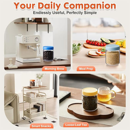 iyayayuanyuan Premium 16oz Borosilicate Glass Jars With Airtight Lids (4 Pack) - Freezer, Oven, Microwave & Dishwasher Safe - Wide Mouth Meal Prep Containers For Pantry Storage, Soups & Overnight Oats
