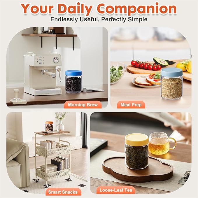 iyayayuanyuan Premium 16oz Borosilicate Glass Jars With Airtight Lids (6 Pack) - Freezer, Oven, Microwave & Dishwasher Safe - Wide Mouth Meal Prep Containers For Pantry Storage, Soups & Overnight Oats