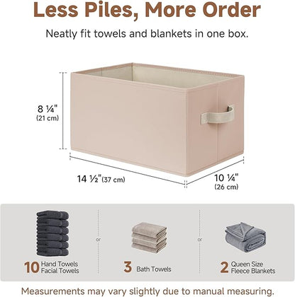 StorageWorks Storage Baskets for Shelves, Foldable Fabric Closet Storage Bins with Handles, Fabric Storage Bins Clothes Organizer, Light Brown, 3-Pack, Large