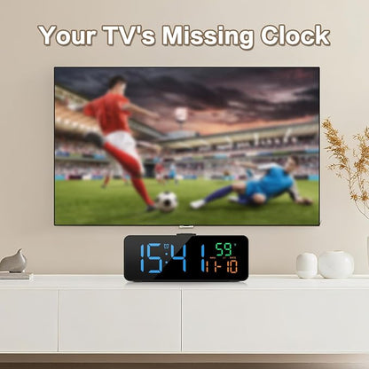 Netzu 3-in-1 Digital Clocks for Living Room with Temperature, Date & Time Display - 4 Levels Birghtness, 3 Volumes, Small & Compact Plug-in Alarm Clock for Bedroom, Office (Blue)
