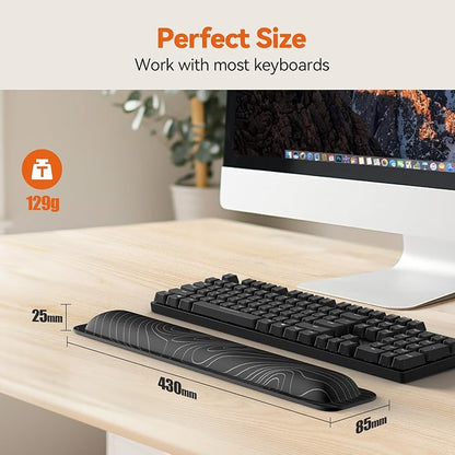 TECKNET Wrist Rest for Computer Keyboard, Thicken Memory Foam Wrist Support Pad for Keyboard, Ergonomic Palm Rest for Pain Relief, Anti-Slip Rubber Base, 17x3.3 in, 1 inch (25mm)