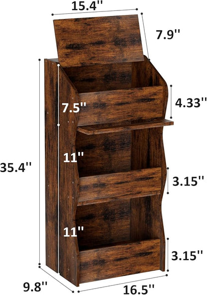 Potato and Onion Storage Bin with Lid, Root Vegetable Storage Rustic Bread Box for Kitchen Pantry, Wooden Bread Cabinet Fruit Storage Rack,Brown