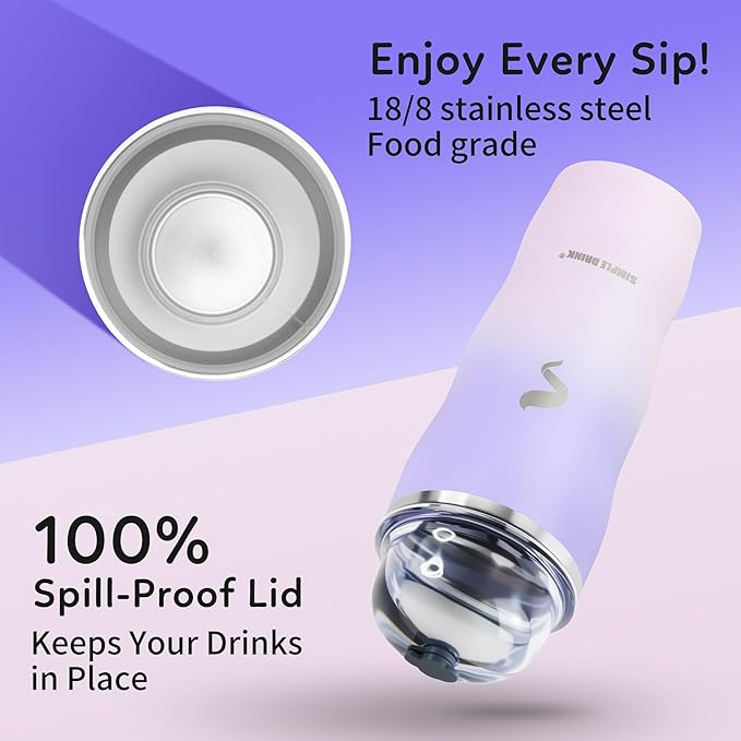 20Oz Insulated Tumbler With Straw And Lid,Stainless Steel Coffee Cup, Double Wall Vacuum Travel Mug,Spill proof Iced Coffee Tumbler, Mom tumbler, White Pouple Tumbler
