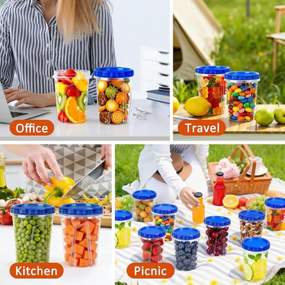 8 Pack 34oz Reusable Freezer Storage Containers with Twist Top Lids Airtight, Clear Plastic Soup Freezer Containers, Quart Food Storage Containers with Lids for Fruit Meal Prep Leftover Lunch Salad