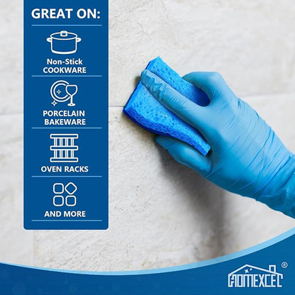 HOMEXCEL Sponges Kitchen 24pcs Non-Scratch for Dishes, Blue Scrub Cleaning Sponge for Non-Coated Cookware, Dishes, Pots, Pans, Dual Sided Dish Sponge for Kitchen, Household, Bathroom