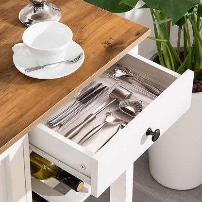4 EVER WINNER Small Kitchen Island with Storage, Kitchen Island on Wheels with Wine Rack, Coffee Cart, Microwave Cart for Kitchen,Dining Room，White
