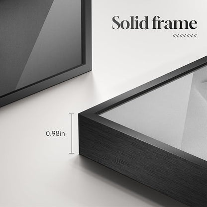 Framed Black and White Abstract Wall Art, Modern Minimalist Prints Paintings Artwork for Walls, Contemporary Gray Geometric shape Pictures for Living Room Dining Bedroom Hallway Wall Decor 24x36 In