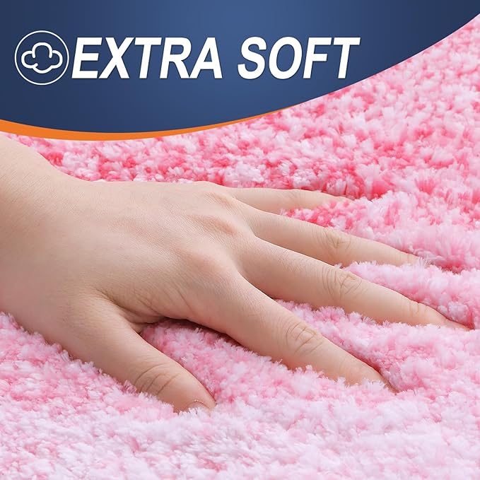 OLANLY Large Bathroom Rugs Mat 50x30, Extra Soft Absorbent Microfiber Bath Rugs, Rubber Backing, Quick Dry, Machine Washable Bath Mats for Bathroom Floor, Tub and Shower, Home Decor Accessories, Pink
