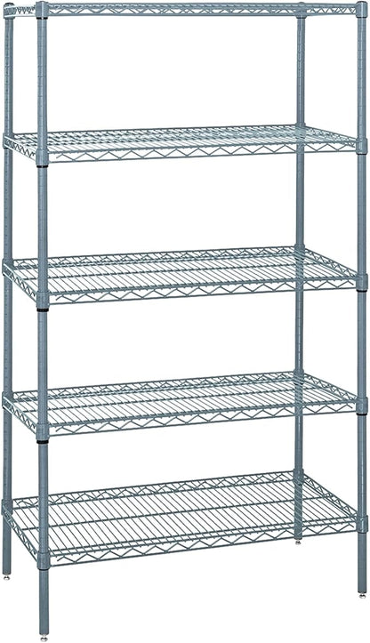 Quantum Storage Systems WR74-1242GY-5 Wire Shelving 5 Shelf Starter Units, 12" x 42" x 74", Gray Epoxy