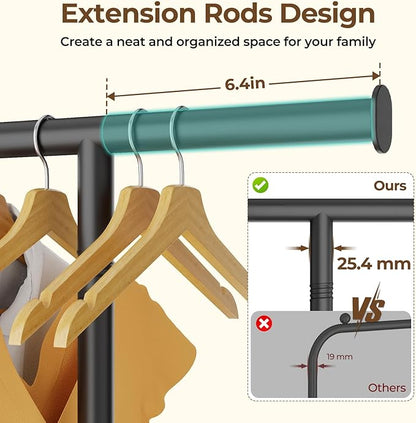 Clothes Rack for Hanging Clothes: Clothing Coat Garment Rolling Racks with Wheels Shelf Portable Closet Storage Organizer Wardrobe Strudy Metal Freestanding Laundry Room Bedroom Dress Shirt Jacket