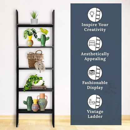 BARNWOODUSA Throw Blanket Ladder – Fully Assembled Reclaimed Wood – Rustic Decorative Ladder for Towels, Quilts, & More – Perfect Farmhouse Decor for Bathroom, Porch, or Living Room,5ft.