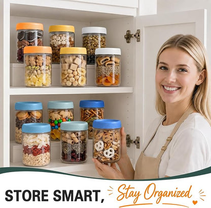 6 Pack Overnight Oats Containers with Lids, Mason Jars 16 oz with Lids, Reusable Glass Jars, Parfait Cups with Lid for Yogurt, Chia, Pudding, Snack, Food, Spice, Breakfast, Salad, Sugar