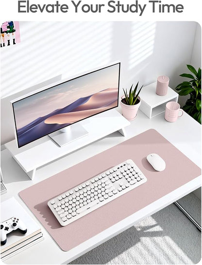 YSAGi Leather Desk Protector, Office Mat, Large Mouse Mat, Non-Slip PU Leather Blotter, Laptop Desk Mat, Waterproof Writing Pad for Office and Home(Grayish Lavender, 42" x 17.2")
