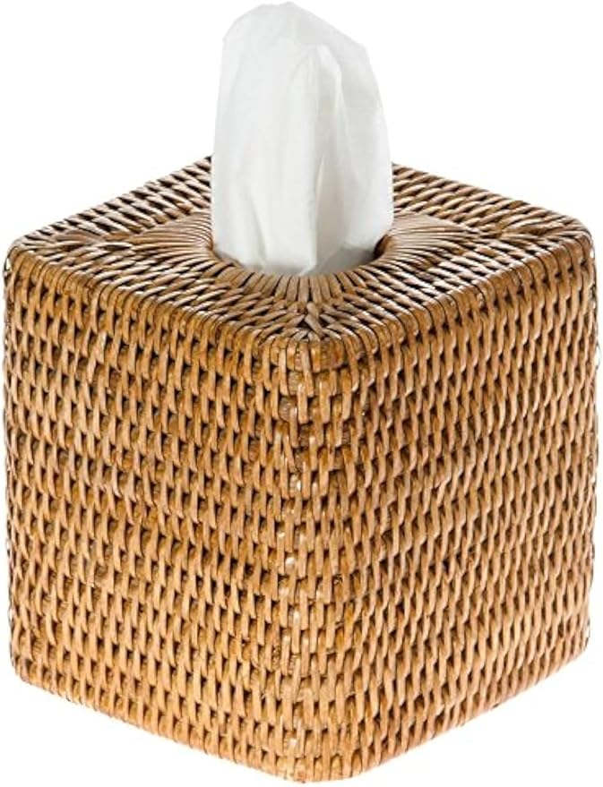 KOUBOO Tissue Box Cover–Tissue Holder, Bathroom, Kitchen, Guest Room – Elegant Decorative Tissue Box Cover, Perfect for Facial Tissues, Cube Boxes, Honey Brown