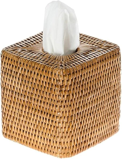 KOUBOO Tissue Box Cover–Tissue Holder, Bathroom, Kitchen, Guest Room – Elegant Decorative Tissue Box Cover, Perfect for Facial Tissues, Cube Boxes, Honey Brown