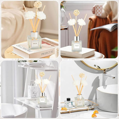 2PCS Reed Diffuser Set, 1.7 fl oz Scent Diffuser with Sticks, Lavender Scent for Bathroom Accessories Shelf Decor, Air Fresheners for Home, Home Fragrance, House Office Room Decor Aesthetic Gift